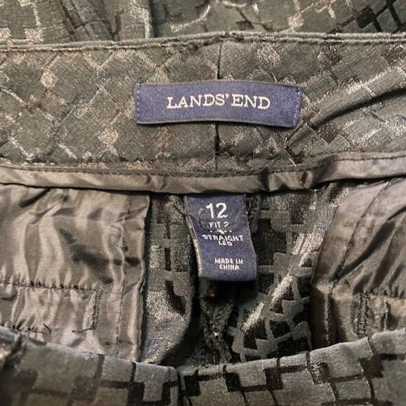 Lands' End Black printed pattern straight leg pants, size12 - Picture 3 of 3